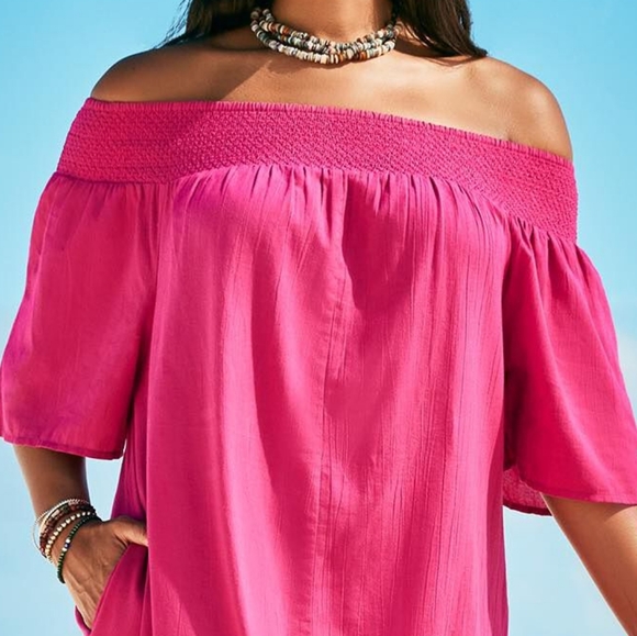 Swimsuits for All - AMANDA SMOCKED BANDEAU MAXI DRESS 14/16 Bright Berry - Picture 3 of 3